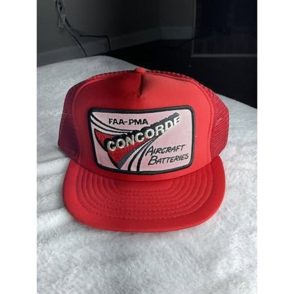 Vtg 80s/90s Concorde Aircraft Batteries FAA PMA Otto Trucker Snapback Hat NOS